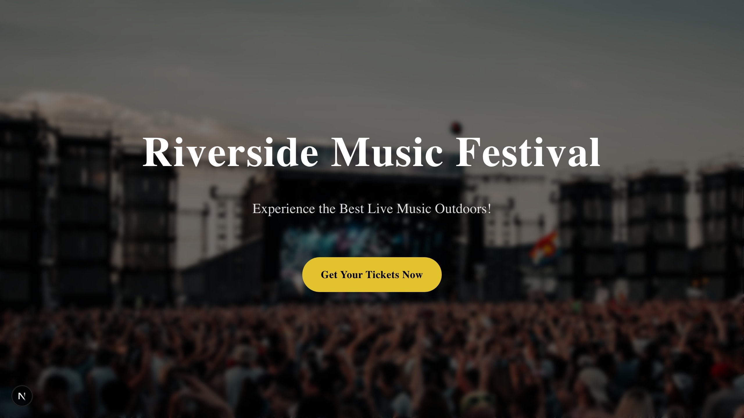 A real, published Eventrar festival site — a crowd-and-stage hero with a ticket CTA